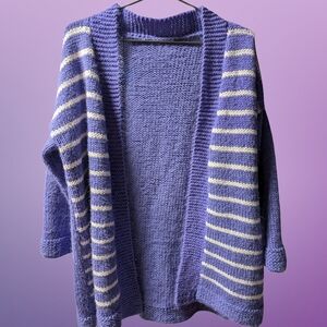 Striped Purple and Cream Women's Sweater